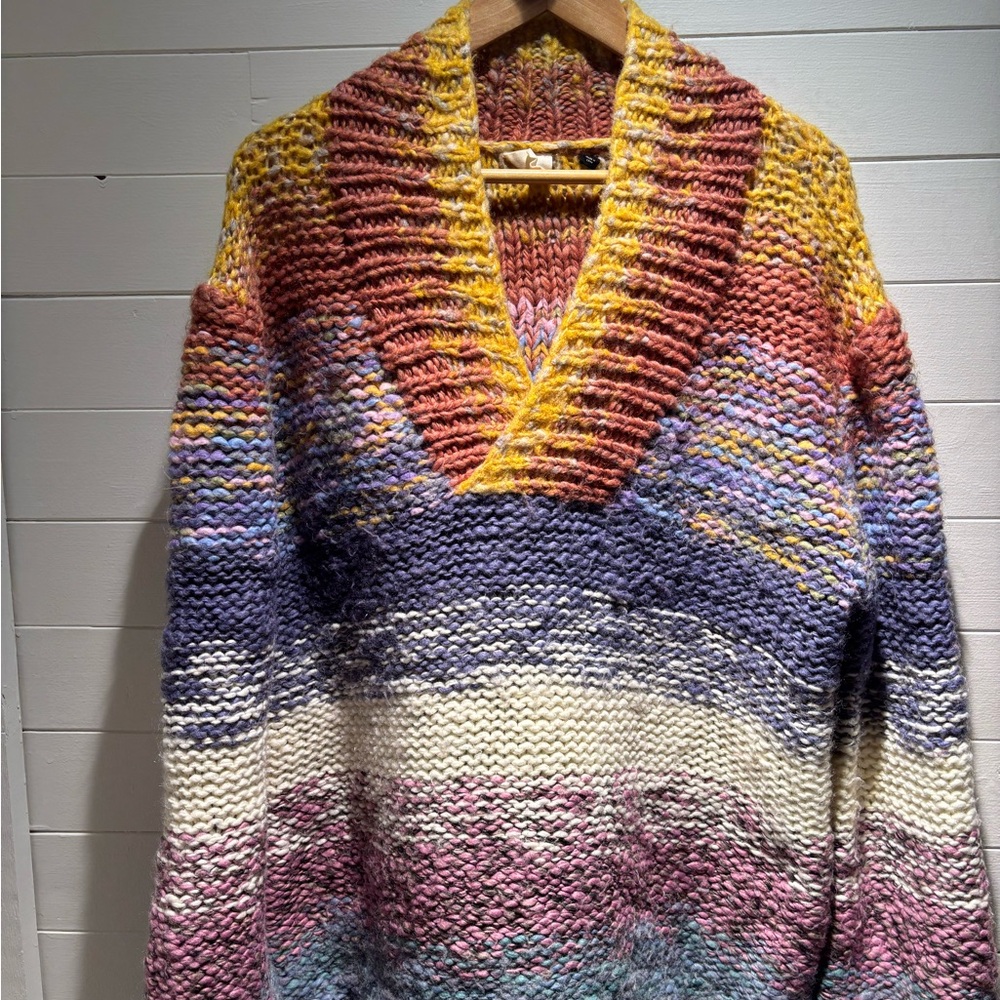 Anthropologie Colorful V-Neck Sweater